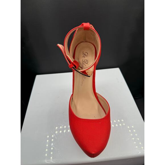De Blossom Collection Red Leather 6”Stiletto Heals Size 8W - Picture 5 of 14